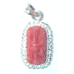 Coral Ganesh Silver pendant