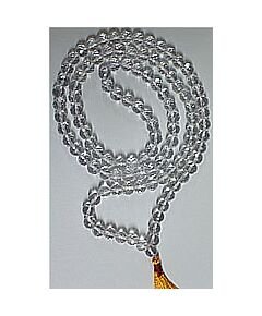 Spatic crystal mala in diamond shaped cut